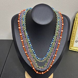 Boho Hippie Colorful Beaded Gold Tome Braided Festival Rodeo Necklace